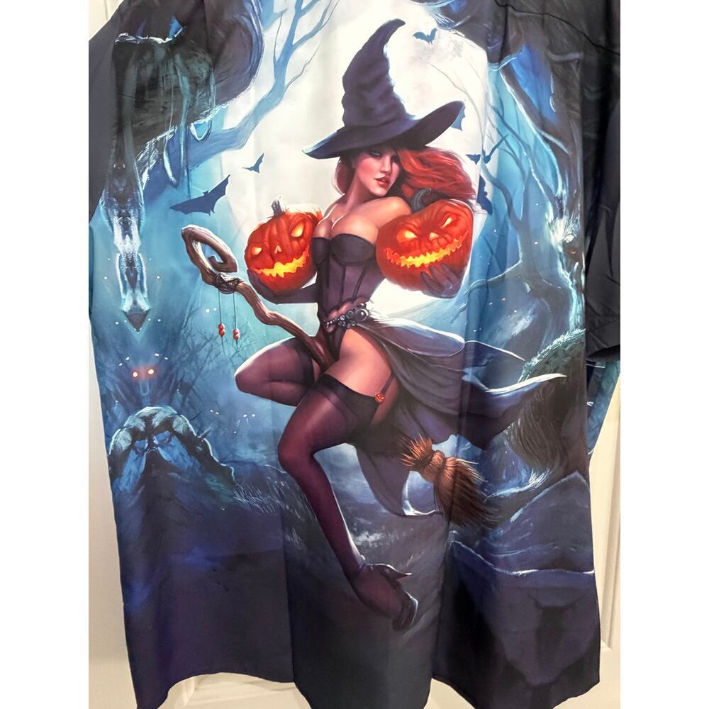 Vintage Hawaiian Shirt Halloween Fire witch Multicolor Size 2XL - Picture 9 of 12